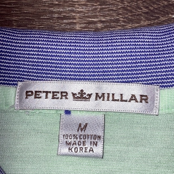 EUC Mens Peter Millar Cotton Mint Green & Purple Medium Golf Polo - Picture 3 of 7